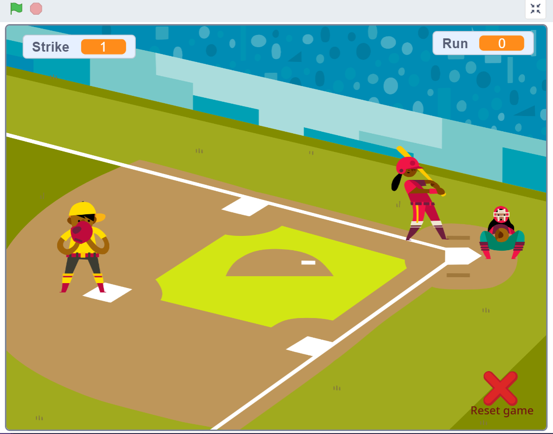 Baseball game cartoon