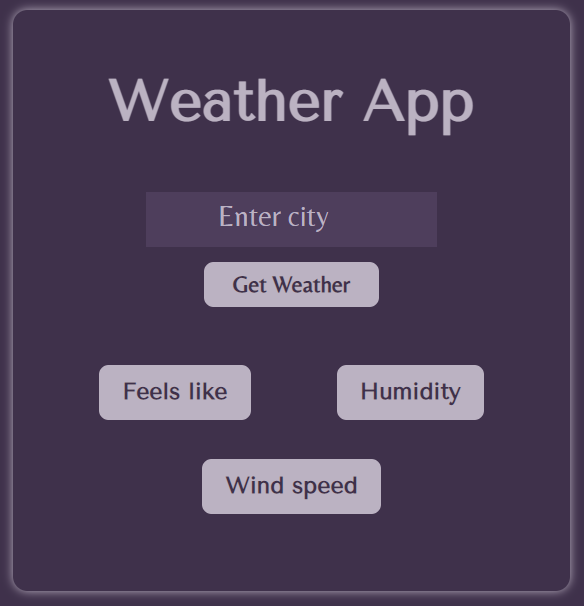 Weather app home page